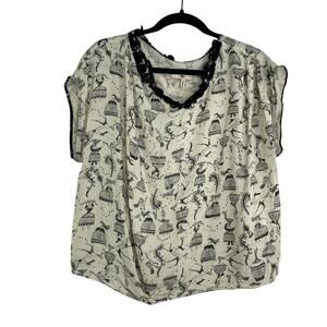 Cotelac Artsy Blouse Made in Tunisia Figure and Animal Print size 0 Oversized